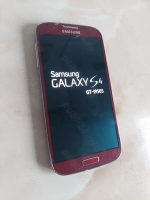 [S4] Vând Samsung Galaxy S4 roșu, puțin spart, funcțional [poze reale]