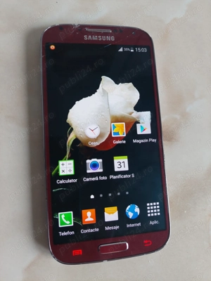 [S4] Vând Samsung Galaxy S4 roșu, puțin spart, funcțional [poze reale] - imagine 2