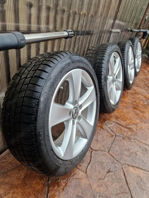 Set jante aliaj originale VW R17 + Continental 205 55 R17 iarnă! - imagine 4