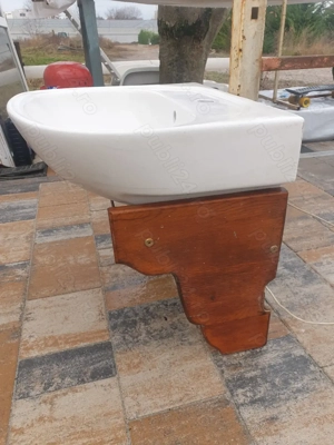 Chiuveta baie cu suport lemn masiv