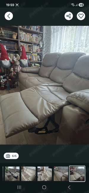 Canapele ,fotolii piele naturala cu recliner