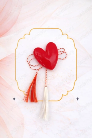 Mărțișor - Broșă inimă lut polimeric