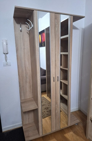 Mobilier dulap cuier de hol 2 usi oglinda 6 polite 6 cuiere