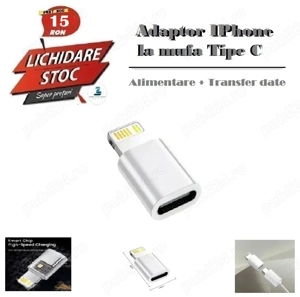 Adaptor IPhone la mufa Type C - alimentare si transfer date
