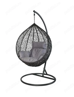 Scaun suspendat tip cuib terasa balcon din ratan maro