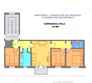 Apartament 4sd, 3 dormitoare decomandate 