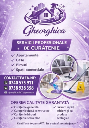 Oferim servicii de curățenie 