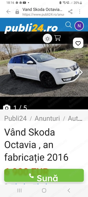 Vând  Skoda  Octavia  , an fabricație  2016
