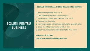 Dizolvare, lichidare, radiere SRL, PFA, II si IF