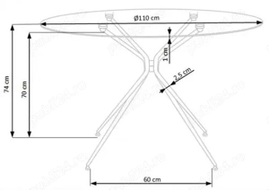 Set dining: masă rotundă din sticlă + 3 scaune catifea, picioare aurii   design modern - imagine 3