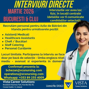 Interviuri Directe pentru Irlanda - Bucuresti & Cluj   MARTIE 2026