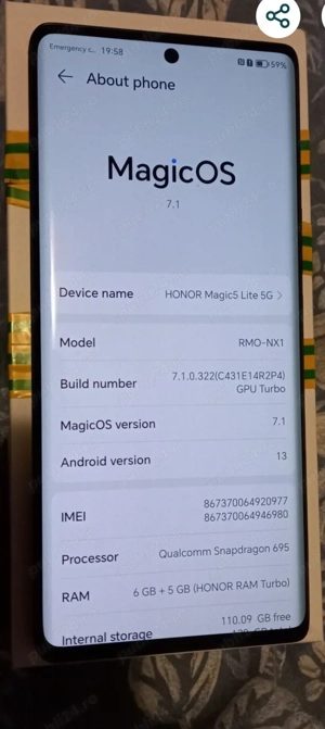 Honor Magic 5 Lite 5G  128 GB 6+5 GB (Honor Ram Turbo) - imagine 3
