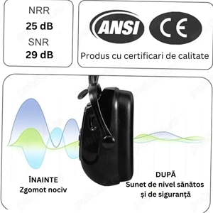 Casti Antifonice cu Bluetooth,de siguranta cu reducere a zgomotului cu 29 dB, fara fir  - imagine 4