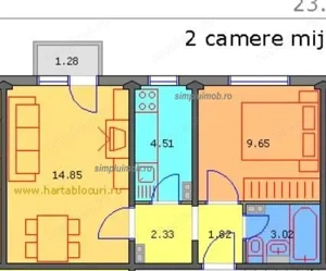 2 Camere Decomandat Renovat Piata Resita - imagine 8