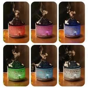 Umidificator 2 in 1 Difuser Aromaterapie si Lampa de veghe, Tip vulcan