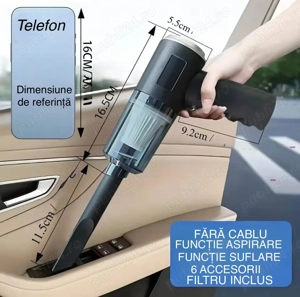 Aspirator Auto Portabi Wireless 2in1 (Aspirare + Suflare) USB - NOU - imagine 5