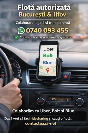 Flotă autorizată  RIDESHARING   colaborare legală și transparentă (București & Ilfov)