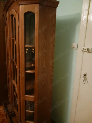 vand vitrina, dulap cu doua usi si masa tv pe colt din lemn masiv - imagine 4