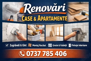 Execut lucrări renovări apartamente   Zugrăveli, parchet, finisaje