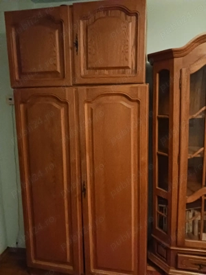 vand vitrina, dulap cu doua usi si masa tv pe colt din lemn masiv - imagine 5