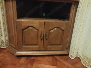 vand vitrina, dulap cu doua usi si masa tv pe colt din lemn masiv - imagine 2