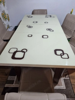 masă de bucatarie extensibilă cu 6 svaune