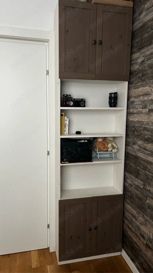 Biblioteca   Dulap integral din lemn masiv  de brad  230x64x23cm