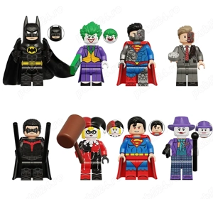 Set 8 Minifigurine tip Lego DC Heroes cu Batman, Superman si Joker