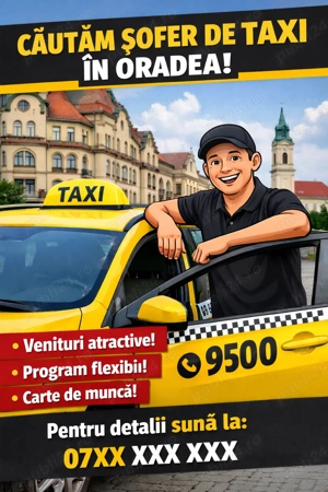 Angajez sofer taxi in Oradea, Bihor Cerinte: atestat taxi, permis categoria B.