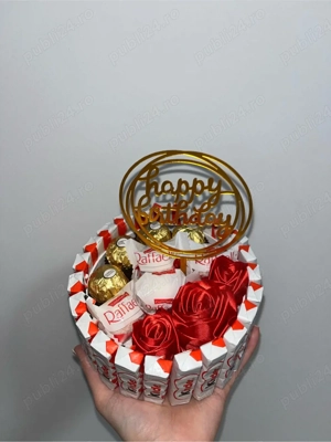 Buchete dulci (trandafiri din satin, dulciuri premium, accesorii) - imagine 2