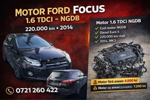  Motor Ford Focus 1.6 TDCI NGDB – 2014 – 220.000 km – stare bună