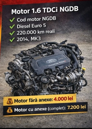  Motor Ford Focus 1.6 TDCI NGDB – 2014 – 220.000 km – stare bună - imagine 4