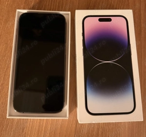 iPhone 14 PRO 256GB   Deep Purple + folii de protecție,   Baterie 86