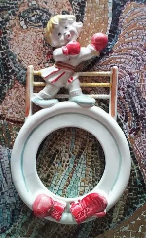 Mini-ramă foto vintage din ceramică, anii 80