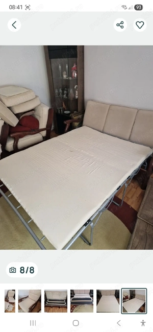 vand set Roma, canapea 3 locuri extensibila, fotoliu si balansoar, toate din lemn masiv - imagine 5