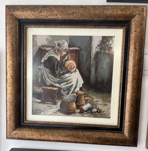 Goblen "fata curatand vase"