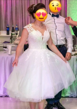 Rochie de mireasă stil prințesă MIDI,  cu broderie
