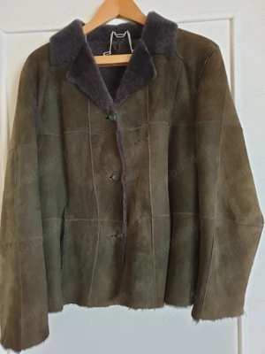 Geaca piele cojoc dama, mar.M, verde oliv