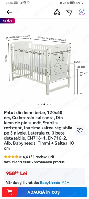 Pătuț de copii de vanzare