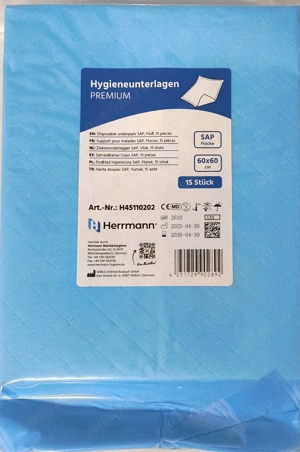 Pachete de aleze absorbante Herrmann PREMIUM   60 60 cm, 15 bucăți