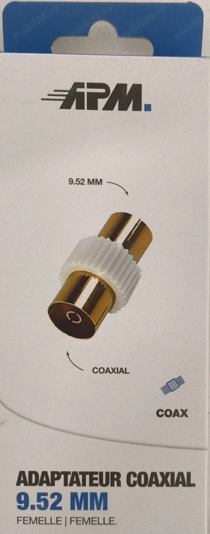 Adaptor Coaxial TV Femelă Femelă 9.52 mm   APM 411015