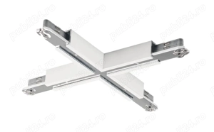X Connector pentru D TRACK, 2 Circuite, 240V, Alb   Conector în Cruce pentru Șină de Iluminat