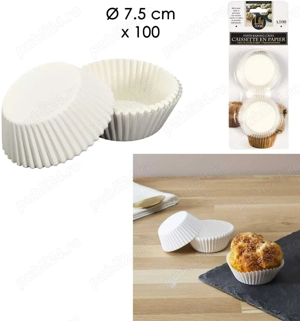 Forme de copt din hârtie pentru brioșe și cupcakes   LILY COOK KP0026,   7,5 cm, Set alb