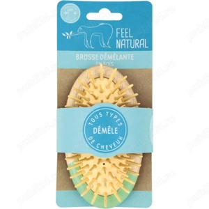 Perie demelantă ovală de buzunar din bambus   Feel Natural