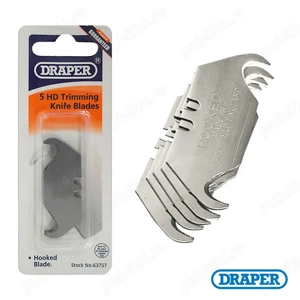Lame cu cârlig pentru cutter   Draper 63757, Set 5 bucăți, oțel carbon