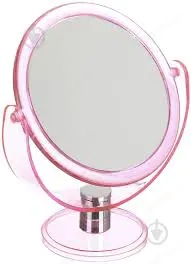Oglinda cosmetica de make-up rotunda, cu 2 fete si suport din plastic, 18 x 16 CM - imagine 3