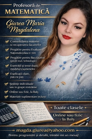 Meditatii matematica nivel  primar, gimnaziu si liceu