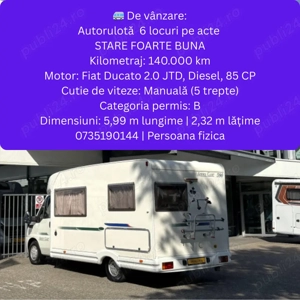 Autorulotă fără infiltrații, întreținută exemplar, înscrisă în circulație  - imagine 4