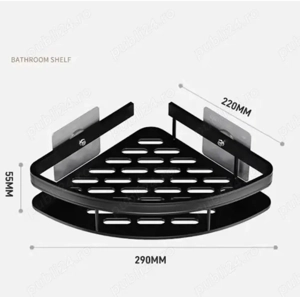 Set 2 rafturi colț baie, aluminiu, 29 22 5.5 cm, negru   Descriere produs