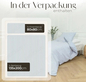 Set lenjerie de pat OMHU Renforce   135   200 cm, bumbac organic 100%, albastru deschis - imagine 3